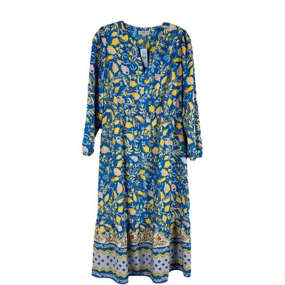 LOFT Dresses & Skirts - NWT Loft blue yellow floral boho cottagecore spring midi dress MP